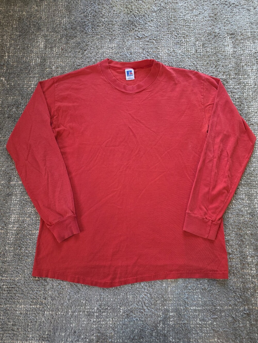 Vintage Russell Athletic Shirt Mens Large Red Long Sleeve Made USA Blank 90s